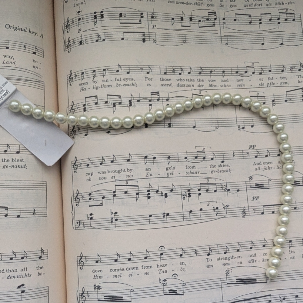 White Glass Pearl 12 Inch String - Picture 2 of 8